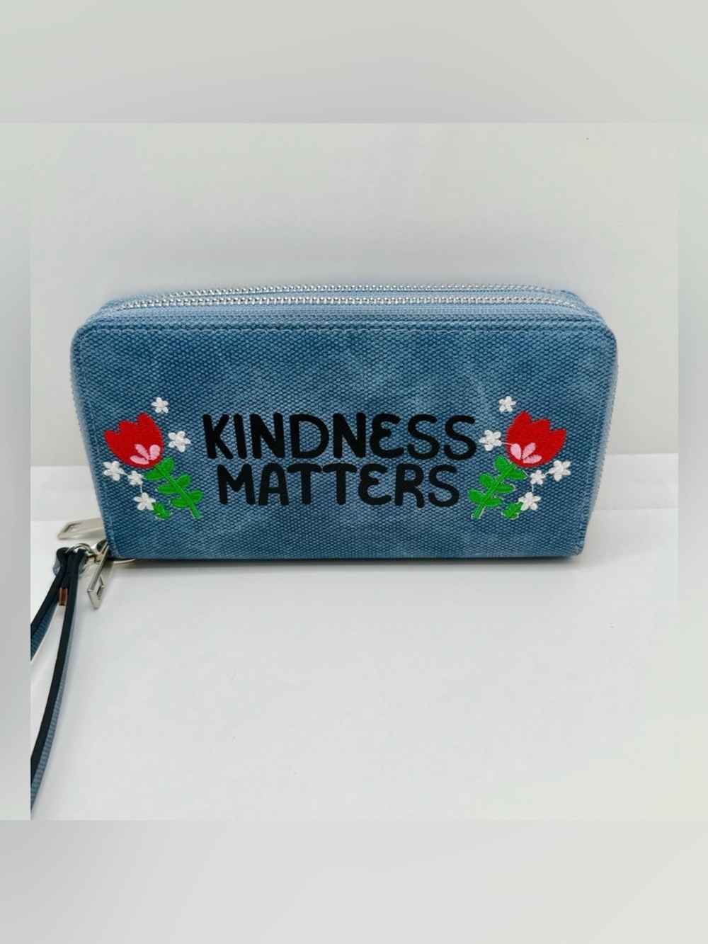 KINDNESS MATTERS Stylish Long Clutch Purse, Zipper Around Purse